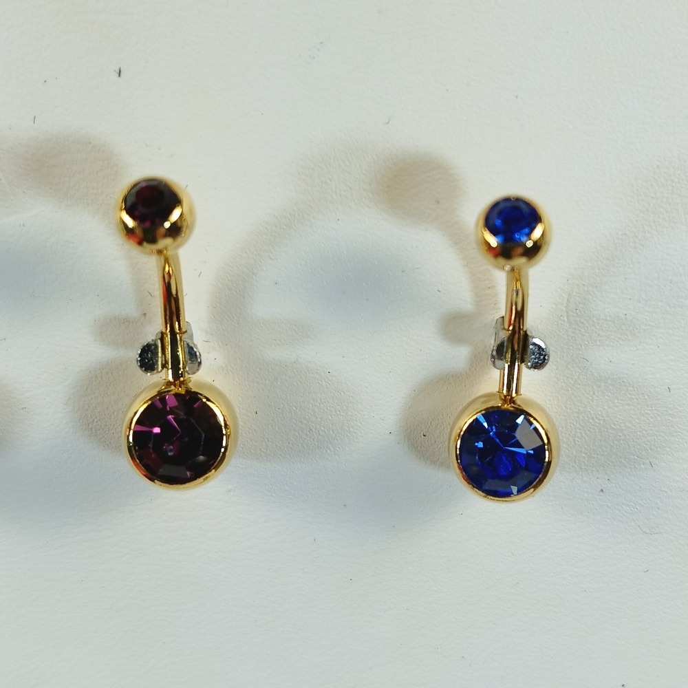 Set of 5 Navel Belly Button Rings Gold Silver Tone Floral Cherry Tassel Crystal - Picture 9 of 13